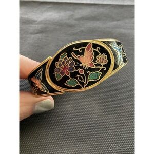 vintage cloisonné hinged bangle bracelet Estate Costume Jewelry
